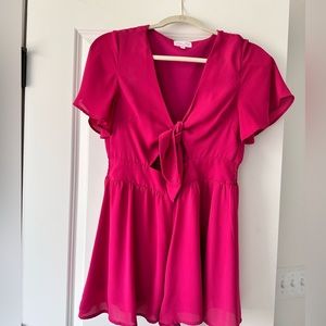 Small Pink Lily Hot Pink Romper